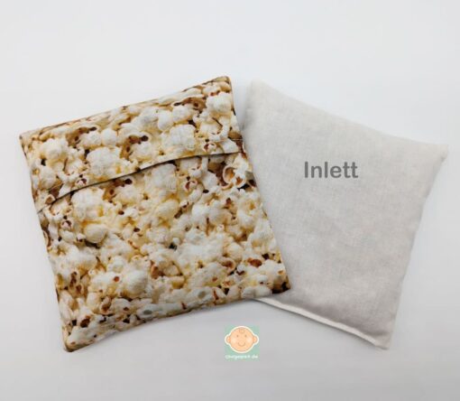 Kirschkernkissen Popcorn Rückseite mit Hotelverschluss und Inlett